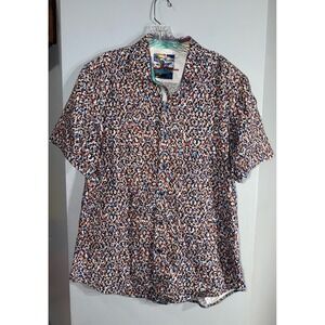 Robert Graham "Lost Horizon" dinosaur short sleeve button up XL
